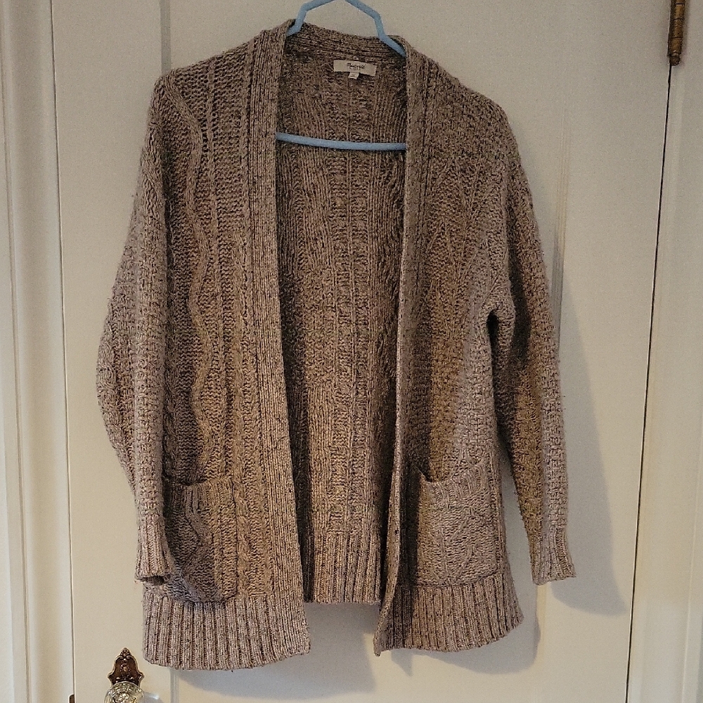 Madewell Heathered Tan Open-Front Cardigan